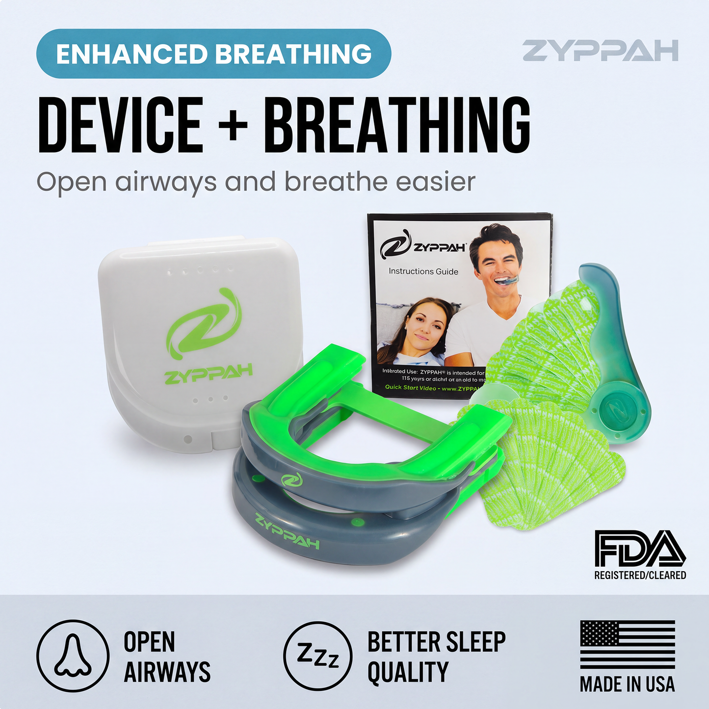 ZYPPAH Anti-Snoring Device & Nose Strip Bundle